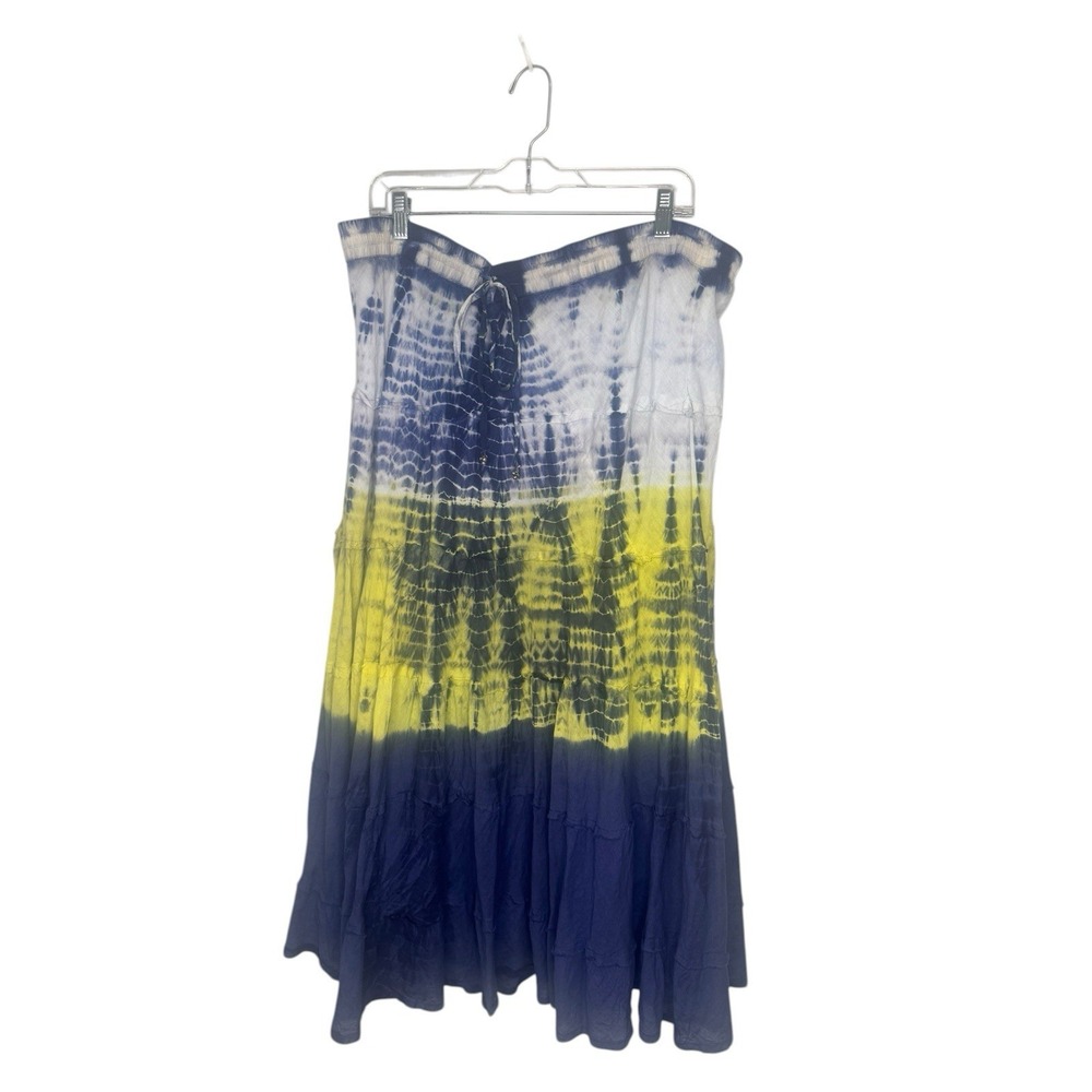 Gauzy Prairie Maxi Skirt XL Tie-Dye Tiered Hippie Boho Festival Beachy Cotton